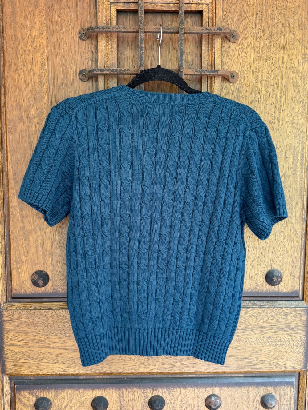 Ralph Lauren Dark Green   Cable Knit Short-Sleeve Crewneck Sweater Size M - Picture 6 of 6
